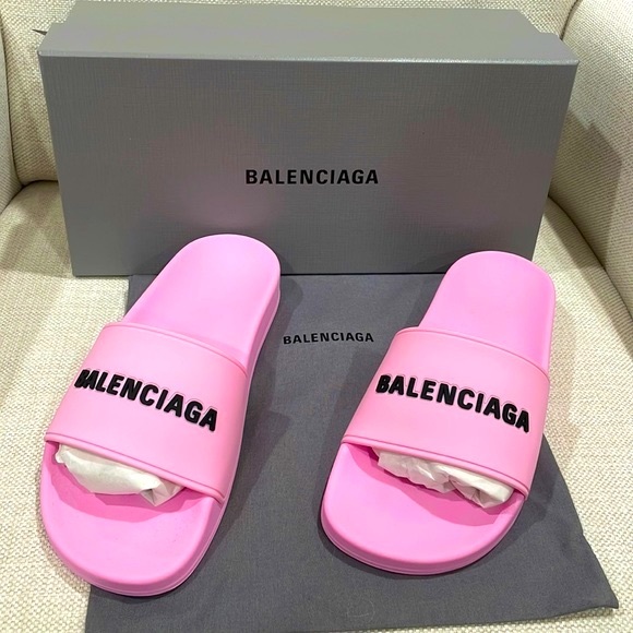 Balenciaga Shoes Balenciaga Logo Pool Slides Poshmark